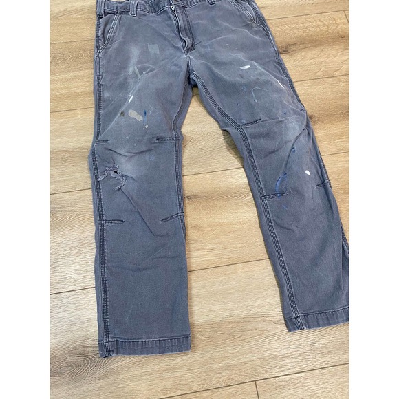 Carhartt Pants Mens 38x30 Gray Charcoal (Measures 36x28) Distressed Paint - Picture 2 of 8